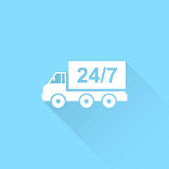 Home delivery. Truck vector icon.