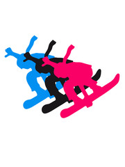 Plakat snowboarder stunt jump cool silhouette colorful design