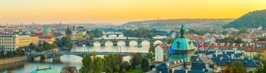 Obraz premium Aerial view of cityscape of Prague, Czech Republic.