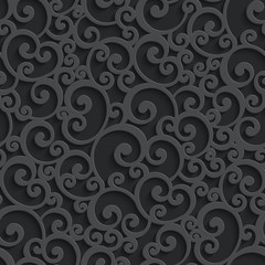 Vector Black 3d Swirl Seamless Pattern