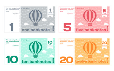Vector Abstract Cute Color Banknote Templates Set