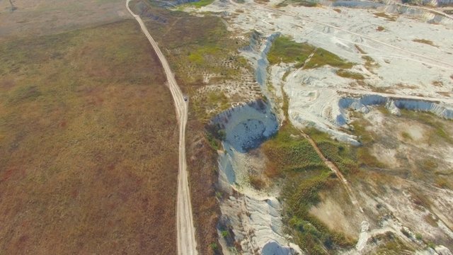 AERIAL VIEW. Limestone Open Cast In Bakhchisarai, Crimea