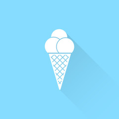 Fototapeta na wymiar Ice cream in waffle cone vector icon.