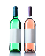 two wine bottles on light background