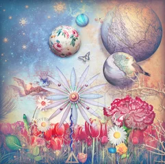 Poster Sprookjesveld met gekleurde bloemen serie © Rosario Rizzo