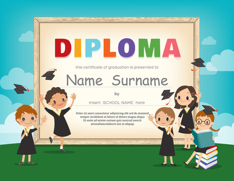 School Kids Diploma certificate design template