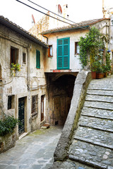 Lovely colorful streets small town in Tuscany, Italy