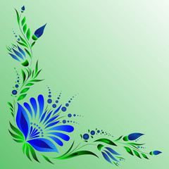 Fototapeta na wymiar abstract vector background green blue flowers