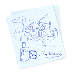 Travel sketch on paper, Turkey