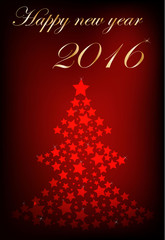 Fototapeta na wymiar Christmas greeting Happy new year with christmas tree and stars