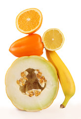 Fototapeta na wymiar Fruits and vegetables isolated on white