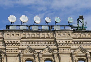 Powerful spotlights to illuminate on historic building.
