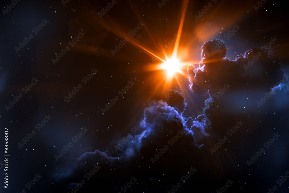 Wall mural nebula with sun