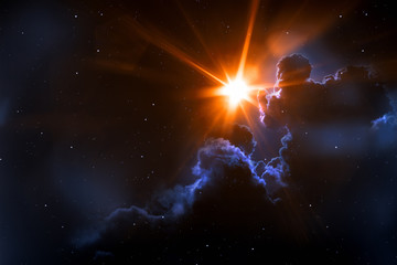 nebula with sun