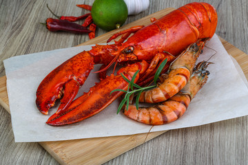 Lobster and shrimps