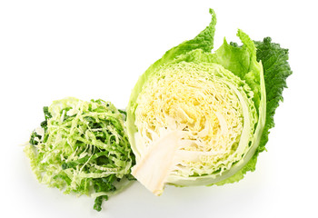 Fototapeta premium Cut savoy cabbage isolated on white