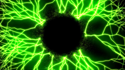 Abstract Lightning Circle, Growing Branches - Green