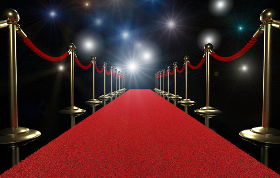 Red Carpet And Rope Barrier