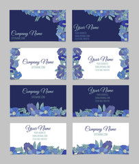 Set of four double-sided floral business cards