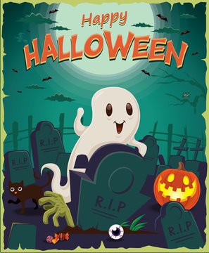 Vintage Halloween poster design