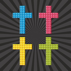 Obraz premium Church logo. Red, blue, green, yellow, cross, icon, textured