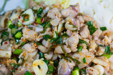 Spicy minced meat salad / Thai food