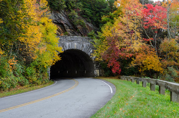 Blue Ridge parkway tunnel in fall