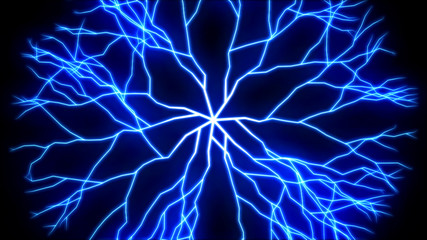 Abstract Lightning Circle, Growing Branches - Blue