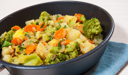 stewed vegetables in a frying pan