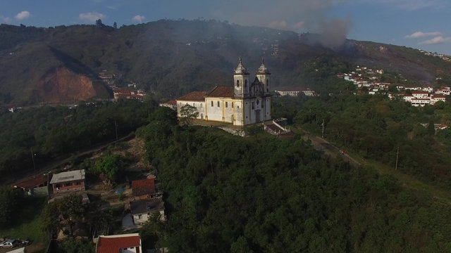 Aerial View of Church Sao Francisco de Paula, Outro Preto, Brazil