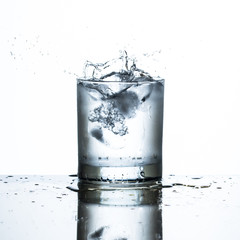 ice drop on glass of water