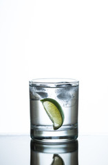 slice of lime in glass
