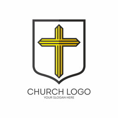 Fototapeta premium Church logo. Cross on a shield