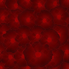 Fiery circular elements on a black background, seamless texture