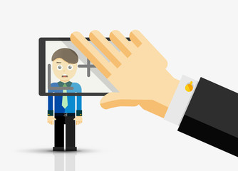 Taking a picture of businessman, hand with smartphone