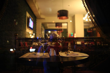 restaurant interior blurred background