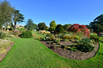 A English country garden in the Fall.
