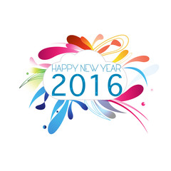 Abstract New Year 2016 white background greeting card vector