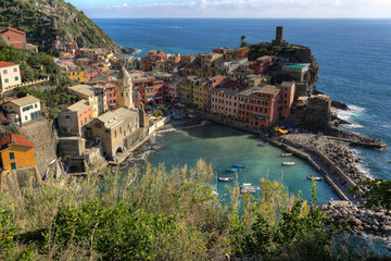 Beautiful Vernazza village panorama hdr