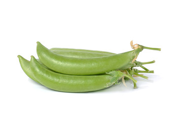 fresh green peas isolated on a white background.