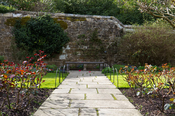 Stone walkway in an ornamental garden
