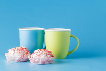 Sweets on blue background