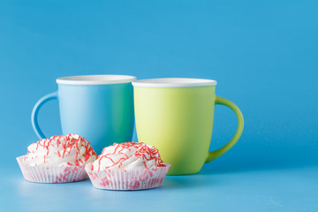 Sweets on blue background