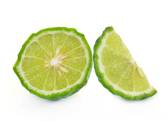 Kaffir lime on white background