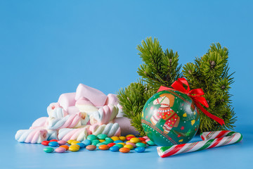 Christmas decoration on blue backgroung