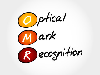 OMR Optical Mark Recognition, acronym business concept