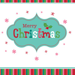 Greeting card with Merry Christmas text vector illustration
