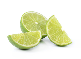 Fresh lime and slice, Isolated on white background