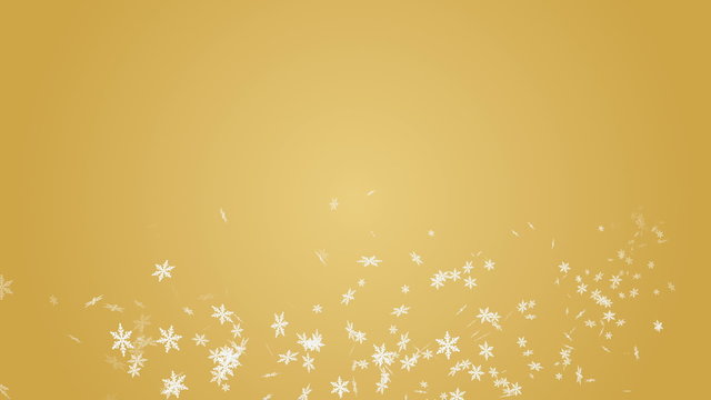 Whirling snowflakes Golden background