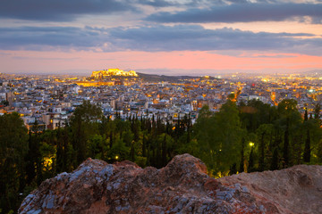 View of Athens and Acropolis from Strefi Hill.